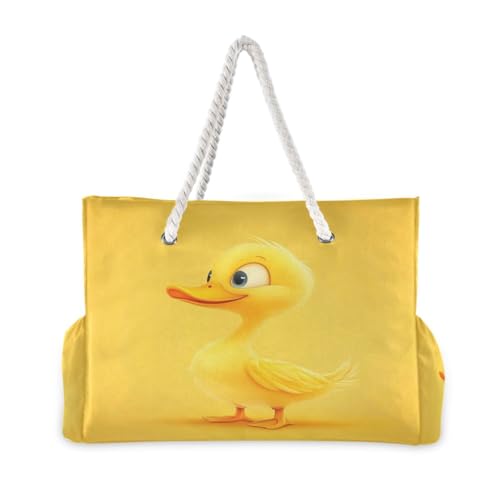 Duck (1) Beach Bag & Travel Tote Bag Large Sandproof with Zipper Closure, Wet Pouch for Swim Gym Travel, Lightweight Foldable Outdoor Bag2