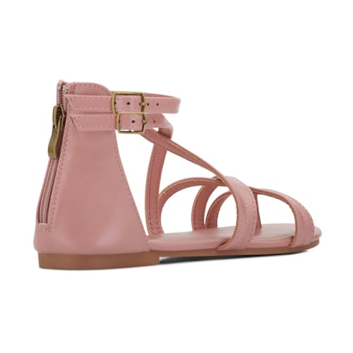 Image of Shoe Land Gladiator Sandals for Women - Strappy Flat Sandals with Ankle Strap & Back Zipper | Fisherman Thong Strappy Style for Walking, & Daily Wear | Trendy 2025 Summer