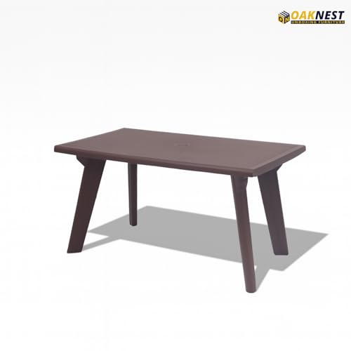 Image of Oaknest Supreme Bison 6-Seater Dining Table in Globus Brown - Robust & Weather-Resistant Plastic Dining Table, Ideal for Indoor & Outdoor Family Meals