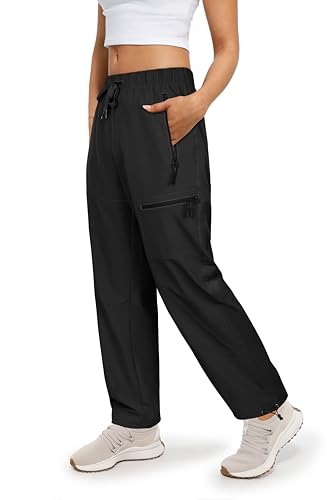 Women's Hiking Cargo Pants Quick Dry Lightweight Joggers with Multiple Zipper Pockets Adjustable Cuffs for Travel