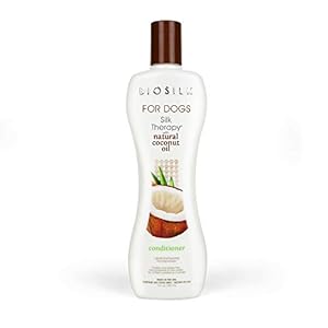 BioSilk for Dogs Silk Therapy Conditioner with Natural Coconut Oil | Coconut Oil Dog Conditioner from BioSilk for Dogs | Pet Conditioner for Dogs, 12 Ounces,Beige
