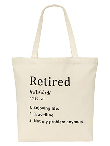 Retirement Gifts for Women - White Canvas Tote Bag with Pocket, Happy Retirement Gift for Coworker, Nurses, Mom, Teacher Appreciation Gift