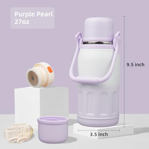 Image of Konokyo 27oz Thermos for Cold Drinks, Insulated Water Bottle, Purple Pearl