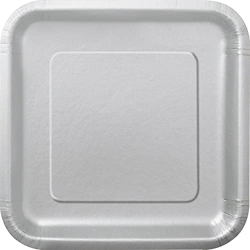 Image of Silver Square Paper Dessert Plates - 7 inch (8 Pcs) - Eco-Friendly & Disposable Tableware - Perfect for Celebrations, Weddings & Gatherings