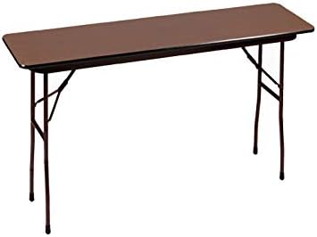 Correll CF1848M-01 18" Width x 48" Length x 29" Height Walnut Rectangular Melamine Fixed Height Top Folding Table