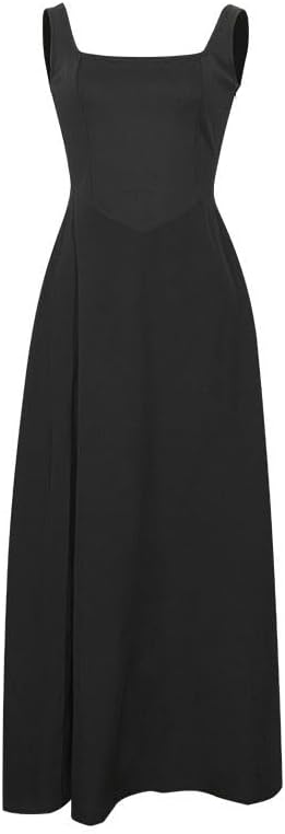 JSEIAJB High Waist Square Neck Suspender Dress Breathable Fashion Dress(D,Large)
