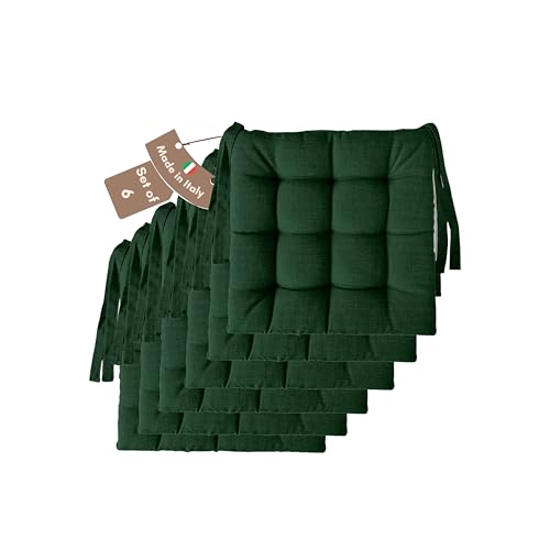 Il Tuo Artigiano Design Set of 4 or 6 Cushions for Kitchen Chairs, Made in Italy, Kitchen Chair Cushions, Set of 6, 40 x 40 cm, Thickness 6 cm, Sponge and Soft Acrylic Padding (6, Green) - Cosy Home Interiors Il Tuo Artigiano Design Set of 4 or 6 Cushions for Kitchen Chairs, Made in Italy, Kitchen Chair Cushions, Set of 6, 40 x 40 cm, Thickness 6 cm, Sponge and Soft Acrylic Padding (6, Green)