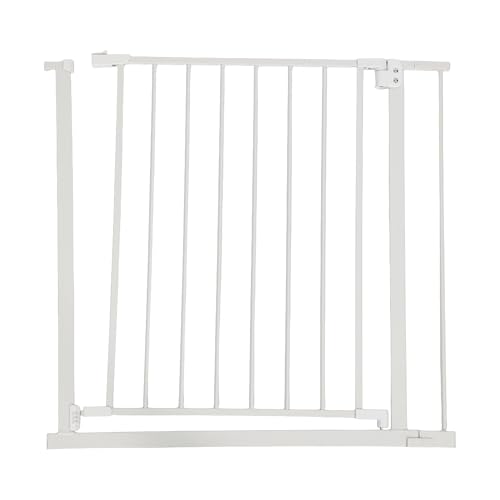 Relaxdays Barandilla de Seguridad, 82-87 cm, sin taladrar, para bebés, escaleras y Puertas, Blanca, Plástico, Hierro, 75-100 cm