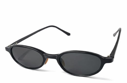Men & Women Slim Oval Sunglasses | Retro Narrow Frame UV Protected Stylish Shades (Black)-image-26