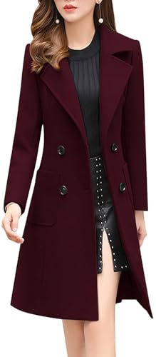 chouyatou Women Elegant Notched Collar Double...