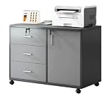 Nihigモバイル木製ファイルキャビネット デスクキャビネット 物品棚 移動棚 袖机 大容量 組立簡単 キャスター付き 鍵付き 丸角 移動便利 空間を有効活用 頑丈 日用品/書類/小物/文房具たっぷり収納 オフィス用 自宅用 (【引き...