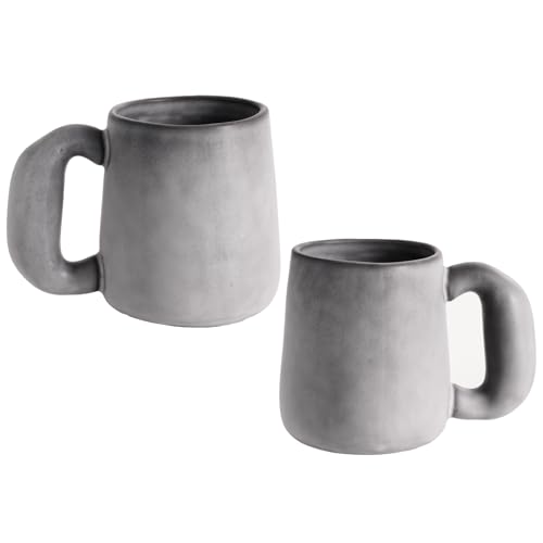 Juego de 2 mugs cerámicos grandes Uaral 20oz Gris oscuro miniatura 1