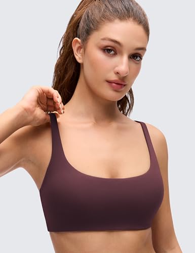 Image of CRZ YOGA Butterluxe Square Neck Sports Bras | Light Support, Removable Pads, Yoga, Extremely Soft, Low Coverage, Adjustable Spaghetti Straps, for Women