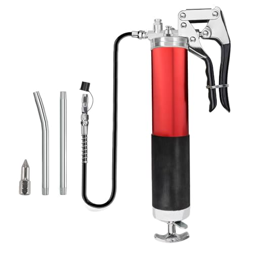 Grease Gun 7000 PSI Heavy Duty Pistol Grip Grease Gun 400CC Kit with Flexible Hose Rigid Tubes and Nozzles