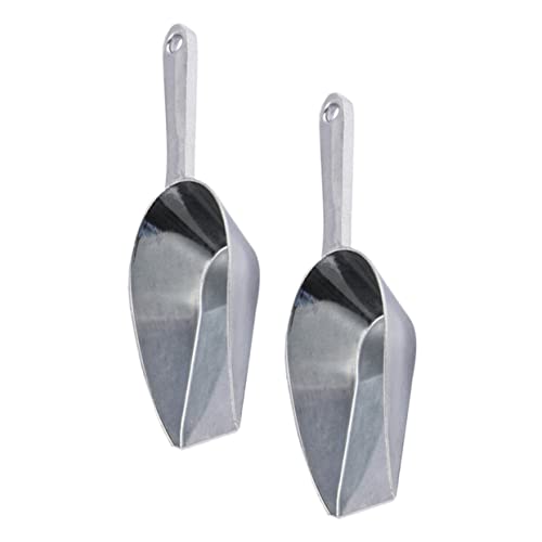 COLLBATH 2pcs Aluminum Alloy Ice Scoop Multi-functional Square Mouth Shovel for Home Kitchen Supermarket Bar Use Lightweight Design