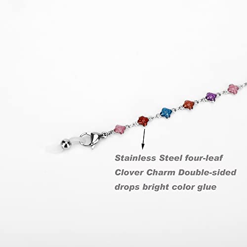 Image of Eyeglass Chain Silver Stainless Steel Handmade Necklace for Reading Glasses Sunglass Beaded Chains for Men Women