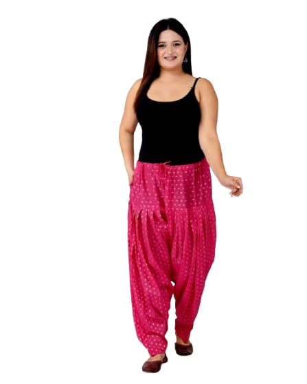 Women's Patiala Pants | Gold Print Ethnic Bottom Wear | Traditional Pleated Salwar with Pocket & Drawstring Waist for Kurti, Tunic-image-43