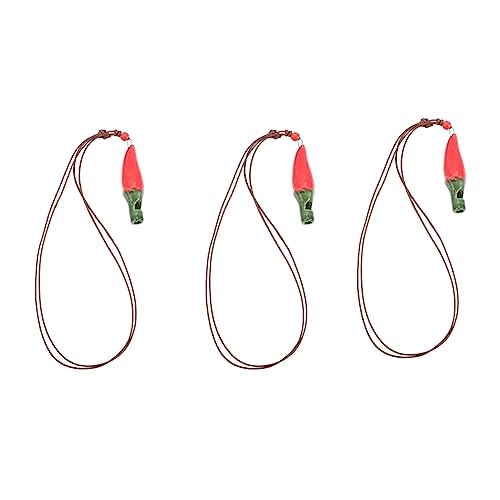 KICHOUSE 3Pcs Red Pepper Shaped Ceramic Whistles for Playful Whistle for Music Education and Fun and Safe Whistle Playthings for Boys