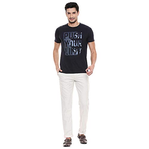 Image of Blackberrys Men's Cotton Textured Slim Fit Casual Trousers