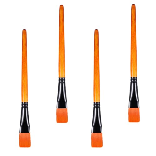 Set di 4 pennelli piatti da 25 mm, in nylon, per pittura acrilica, dettagli piatti, in nylon, per pittura a olio, pittura ad acquerello, pittura a gouache (arancione)