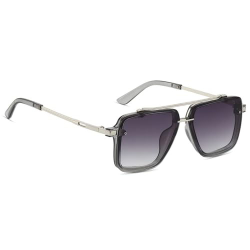 Image of Xpectrum Retro Square Aviator Sunglasses for Men Women Vintage 70s Disco Gangster Style Rectangle Glasses