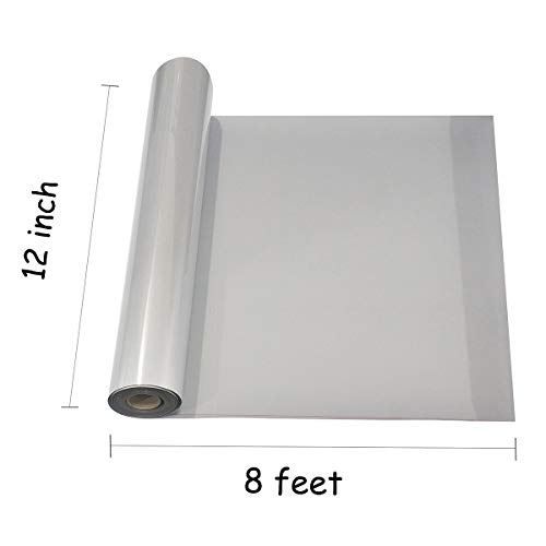 Image of guangyintong Reflective Light Grey Heat Transfer Vinyl HTV Rolls, 12 inch x 8ft Reflective Iron on Vinyl for T-Shirts, Light Grey HTV Vinyl for All Cutter Machine Easy to Cut & Weed for HTV DIY Design