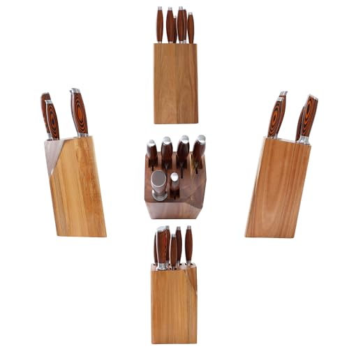 Image of MSY BIGSUNNY 7pcs Knife Block Set, German Steel Chef Knife Set, Precious Pakkawood Handle for Kitchen Knife Block Set