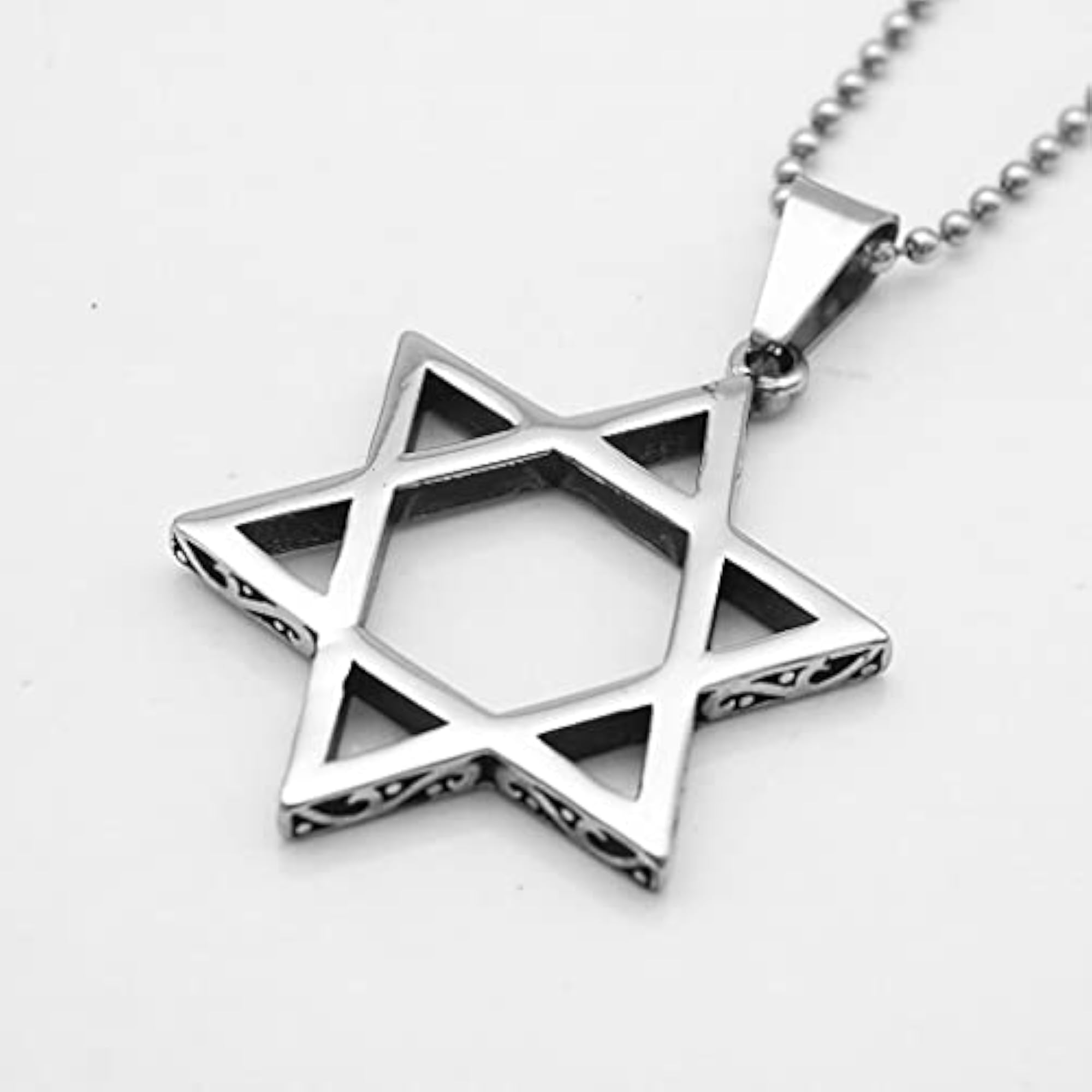Men's Stainless Steel Star of David Pendant Necklace