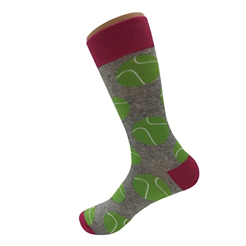 Tennis Ball Dress Socks Funny Novelty Crazy Fun Design Men Size 8-12 Cotton Casual Crew Colorful Funky Fancy Socks Gift for Men3