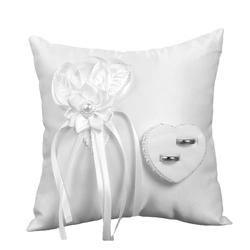 KOMBIUDA 1pc Elegant Pillow Imitation Soft Embroidered Cushion for Wedding Ceremony Engagement and Special Occasions Bearer Accessory