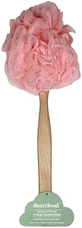 dearcloud XL Loofah Brush – Long Handle Shower Scrubber (Peach) image 5