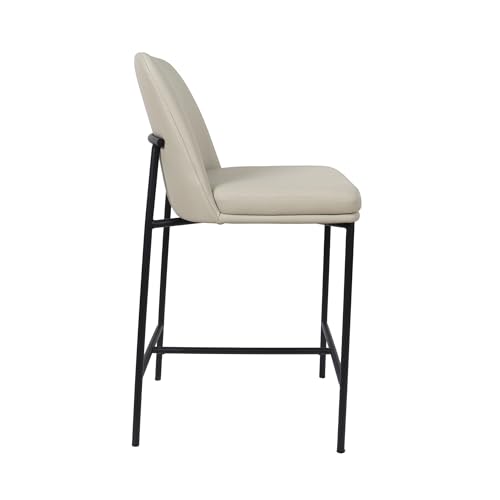 Manhattan Comfort Loft Set de 2 Butacos Altos para Cocina y Comedor, Tapizados en Cuero Vegano, Sillas con Estructura Metálica, Respaldo Curvo, Muebles para Montaje en Casa, Gris Piedra miniatura 7