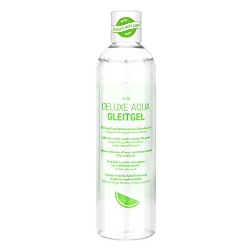Gleitgel auf Wasserbasis, EIS Deluxe Aqua Gleitmittel mit Langzeitwirkung, für gefühlsechtes Empfinden, mit Geschmack Wassermelone, 300ml