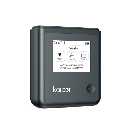Karbor Mobile 4G LTE Hotspot, Included 1GB Global Data, Portable WiFi Hotspot for Travel in 80+ Countries, Access Multiple Carriers, No Contract, No SIM Card Needed, Portable Internet for Traveler