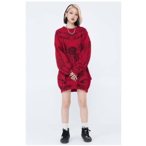 Harajuku Retro Street Sweater Gothic Skull Eye Sweater Printed Hip Hop Oversized Pullover Sweater Long Sleeves2