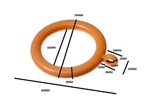 500 x Light Brown Plastic Curtain Drape Pole Ring Rod 37MM ID 50MM OD