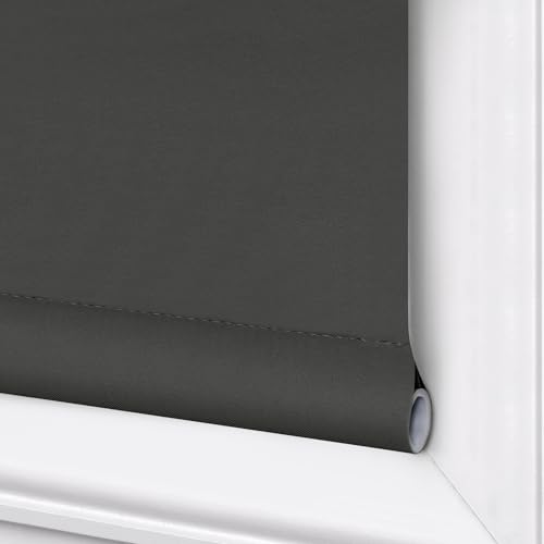 Victoria M. Klemmfix Verdunkelungsrollo ohne Bohren Rollo Seitenzugrollo Verdunkelung für Fenster und Türen, 85 x 150 cm, Schwarz