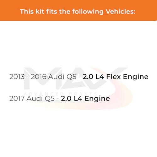 Image of Max Advanced Brakes Front & Rear Brake Kit Compatible With 2013 2014 2015 2016 2017 Q5 2.0 L4 Replacement Cross Drilled Disc Brake Rotors and Ceramic Brake Pads