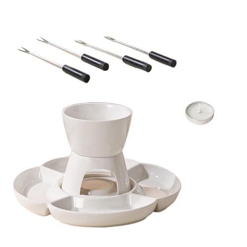 Kit di fonduta al cioccolato - set di candele, ciotola calda | Fondamento interattiva in ceramica set con vassoio per , fonduta interattiva per famiglie Set ideale per le coppie Registro delle