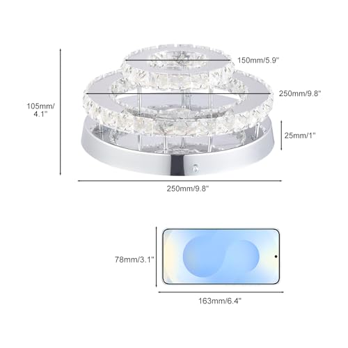 Image of 9.8 inch 2-Tier Rotundity Semi Flush Mount Led Crystal Ceiling Light