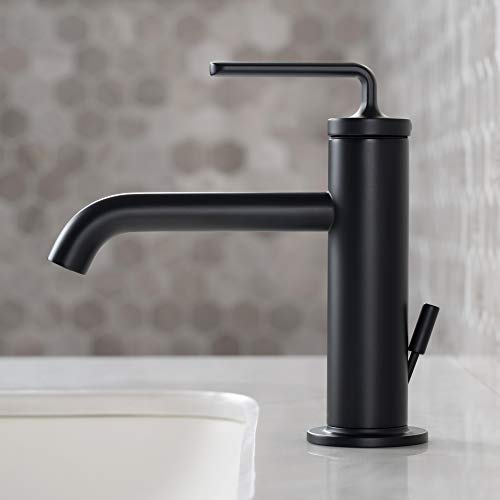 Mitigeur de lavabo noir mat avec commande fluide et vidage intégré
