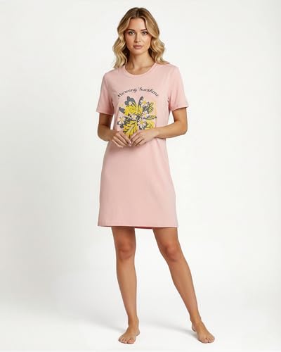 Image of Real Essentials 3 Pack: Women's Short Sleeve Nightgown Dress - Nightshirt Pajama Sleep Shirt Sleepwear (Available in Plus)