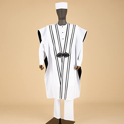 African Men Clothing Agbada Robe Dashiki Shirts Ankara Pants Tribal Hat Wedding Evening Outfits 4 Pieces2