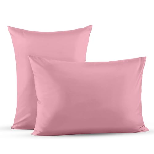 Superity Linen Pillow Cases Queen Size - Envelope Enclosure - 2 Pack - 100% Soft and Comfortable Premium Cotton - Pink