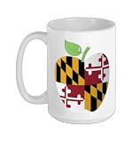Maryland Flag Teacher Apple For Teacher National Day 2026 Ceramic Mug, White, 15oz