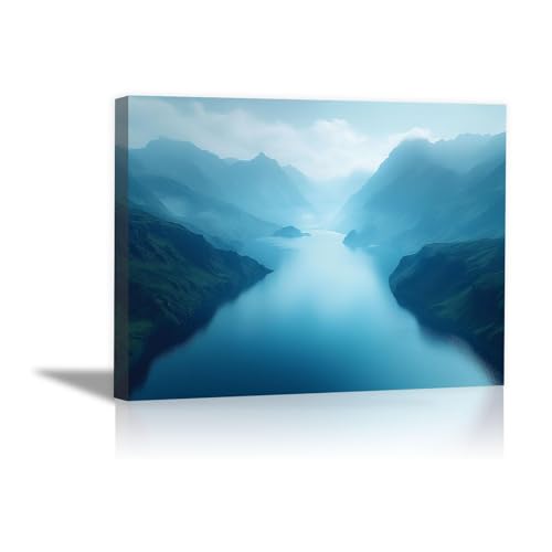 Images sur toile anti-reflet paysage lac DunPei cadre mural inclus