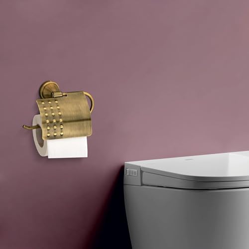 Image of Plantex (Primax) 304 Grade Stainless Steel Toilet Paper Roll Holder /Toilet Paper Holder /Tissue Paper Roll Holder for Bathroom Accessories - Niko (Brass Antique)