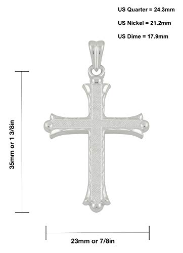US Jewels Men's 925 Sterling Silver Polished Cross Pendant, 35mm3