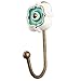 IndianShelf 1 Packs Decorative Wall Hooks for Hanging Kids Ceramic Unique Coat Rack Wall Mounted Sea Green Vintage Key Holder Kids Room Hanger