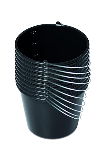 Kistenberg 10 cubos de construcción de 12 litros, con escala y mango ergonómico, de plástico resistente, color negro, ideal para trabajos de construcción, jardín y proyectos de bricolaje, 31 x 24 cm - imagen 4